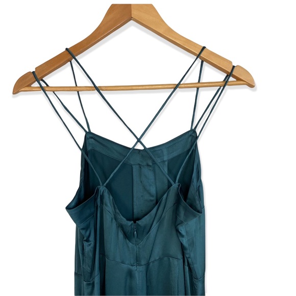 Madewell Green Satin Strappy Cropped Wide Leg Jumpsuit SZ 2 - Picture 9 of 12
